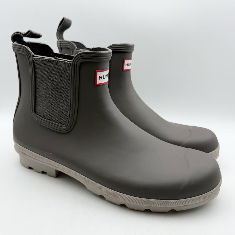 Hunter Mens Original Ankle Chelsea Boots Size 13 Grey Waterproof Rubber EUC